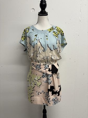 Diane von Furstenberg Kleid Seide Gr. 36 pastell rosa blau