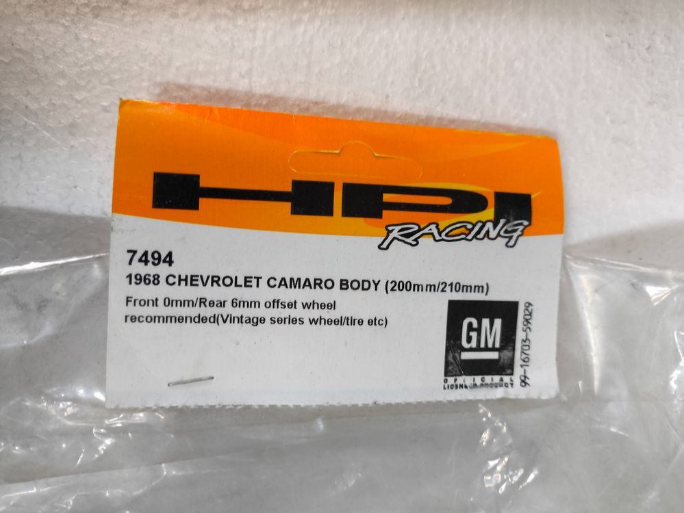 HPI RC Kits de montage: Hpi 1968 Chevrolet Camaro Body 1:10, 200/210 mm – Neuf avec emballage d'origine à Lenzburg par Moeli02 2