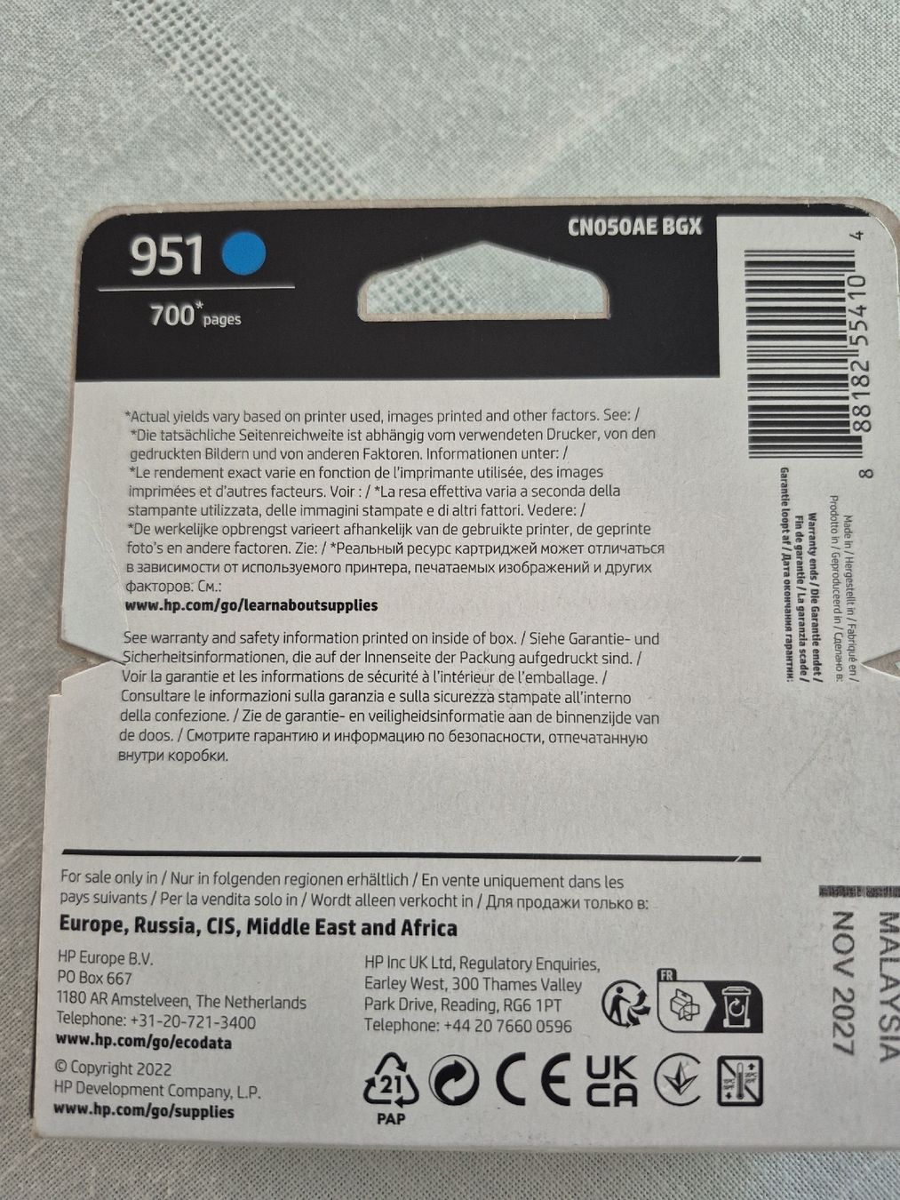 Hewlett Packard Cartucce per stampanti & toner: HP 951 Cyan Tintenpatrone  – Nuovo e nell'imballaggio originale da Lengnau BE venduto da cantharis 1