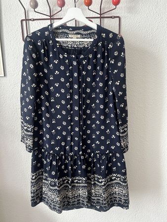 Burberry Brit Seidenkleid Navy Floral Print 100% Seide 36/38