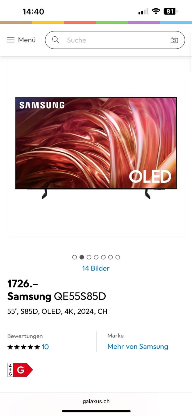 Samsung Televisori: SAMSUNG OLED TV 55 " Modell 2024 – Usato da Bülach venduto da vental22