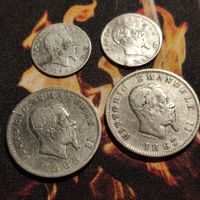 1 Lire 1863, 1867 Italien, 2x 20 Centesimi 1863, Silber