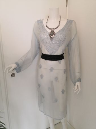 🤩ZARA TUNIKA-KLEID DURCHSICHTIG STICKEREI PERLEN & SPIEGELN