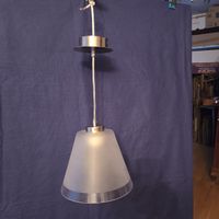 Fischer Lampe, Hängelampe, Glas, Metall, Durchmesser 22cm