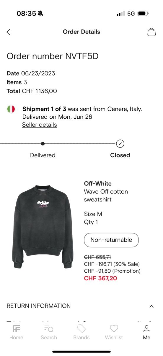Off-White Maglioni & Felpe: Off white wave off sweatshirt M – Usato da Giubiasco venduto da Darkemperor 2