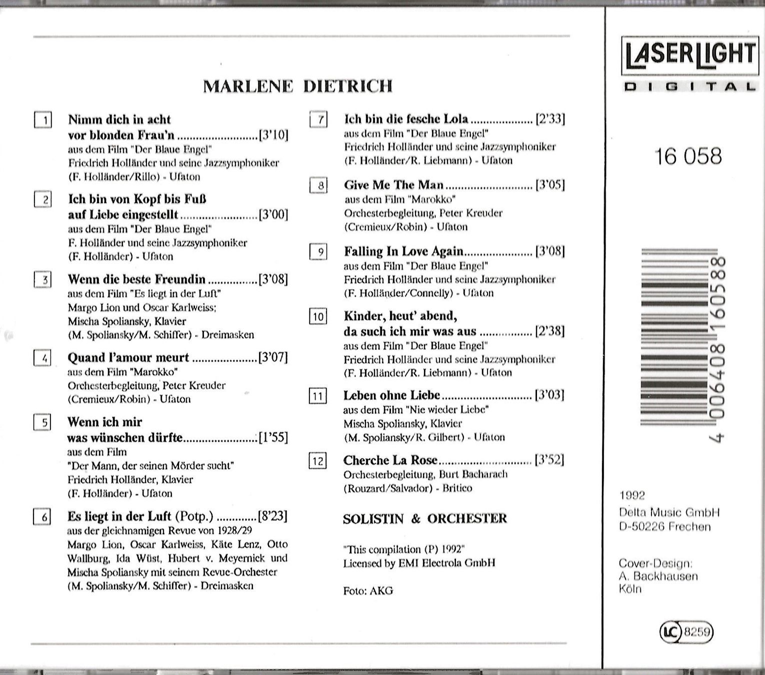 CD: MARLENE DIETRICH – Usato da Reinach BL venduto da studii100 1