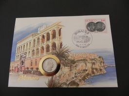 Münzbrief Monaco 1 Franc 1986
