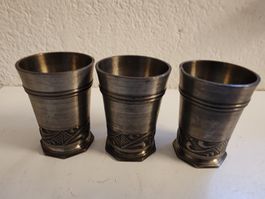 3 Schnapsbecher SKS Design Rein Zinn gebrauchter Zustand