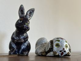 Häschen und Hündchen aus Porzellan