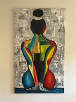 Grosses Portrait - farbiger Rücken einer Frau (168x100x3 cm)