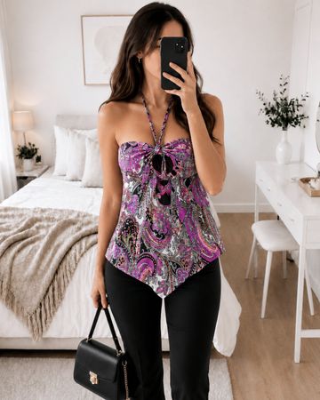 Buntes Bandeau Top Gr. 34 – Neckholder – Paisley Muster