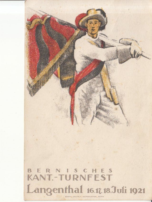Cartoline postali: Kant. Turnfest Langenthal 1921 – Usato da Bürglen TG venduto da StampGraf