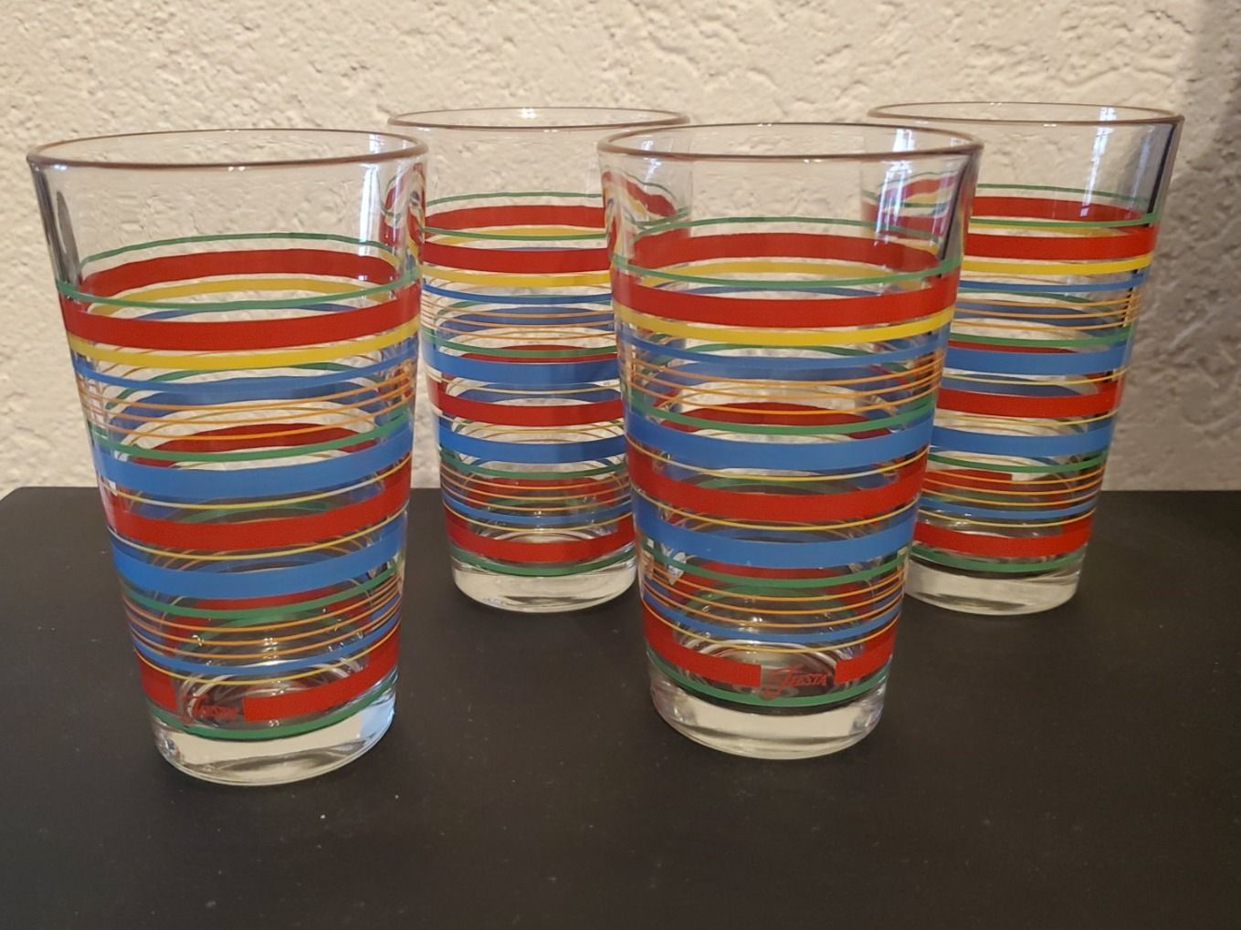 Bicchieri: Verre à rayures couleurs vives Libbey USA – Usato da Rennaz venduto da La_malle_du_dauphin 1