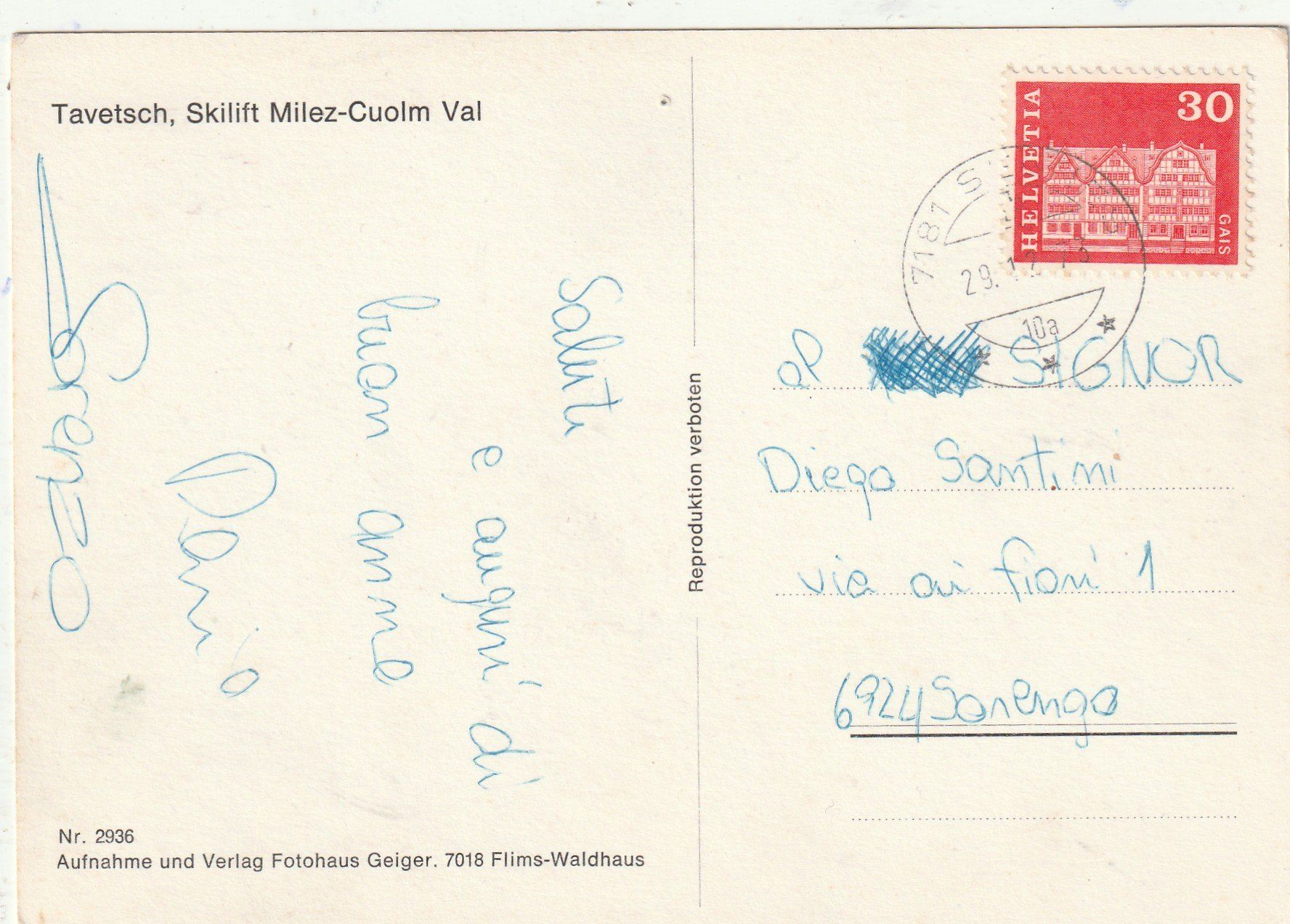 Cartes postales: Sedrun Skigebiet – D'occasion à Lumbrein par made02 1