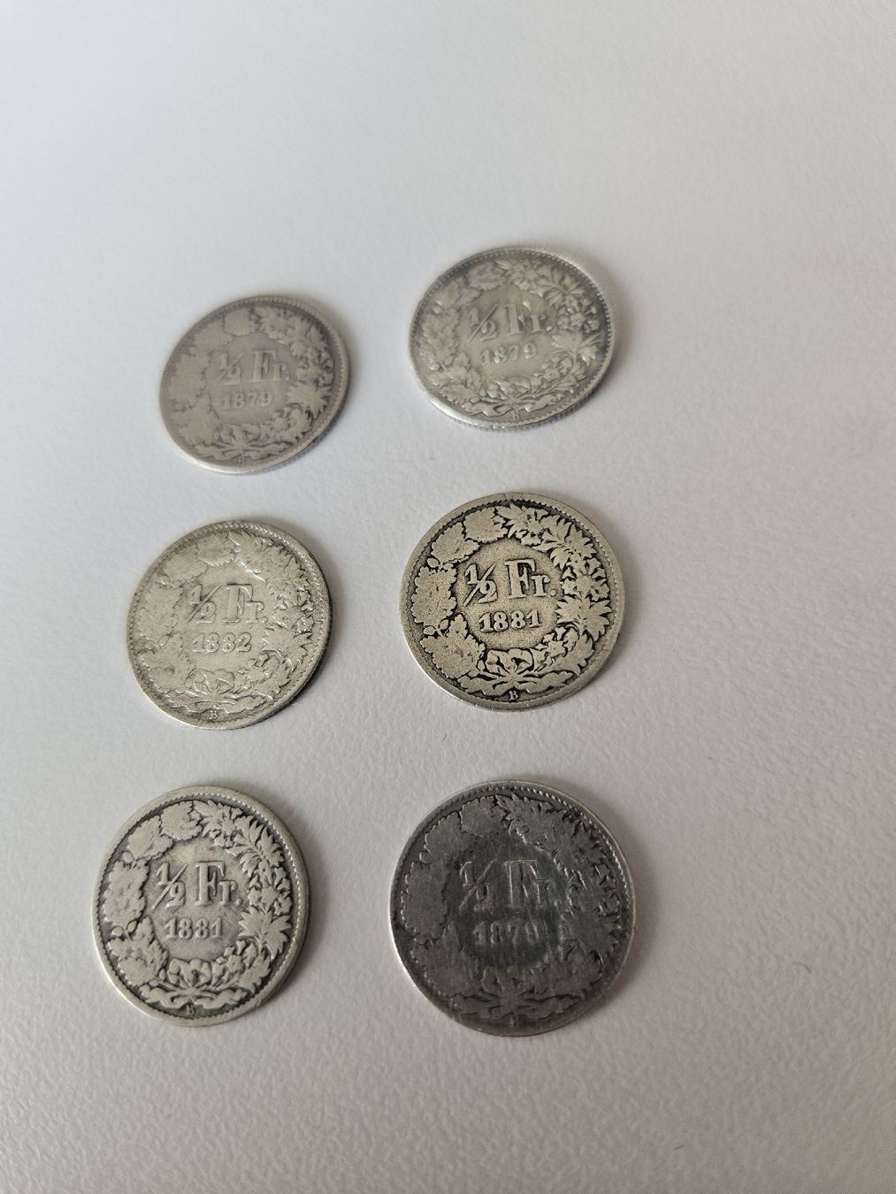 Toutes les monnaies: 6 stk 50 rappen, ab 1879 – D'occasion à Pfäffikon ZH par Melibol