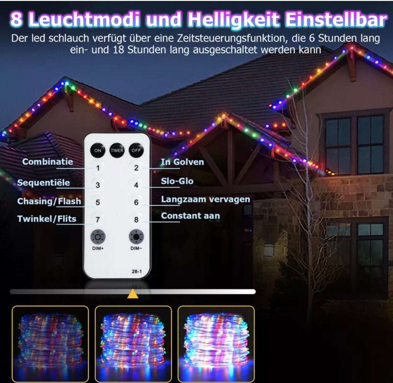 Lichterketten & Leisten: + LED Lichtschlauch Lichterkette 20 M bunt – Neu und originalverpackt aus Amriswil von JaJa-Express 2