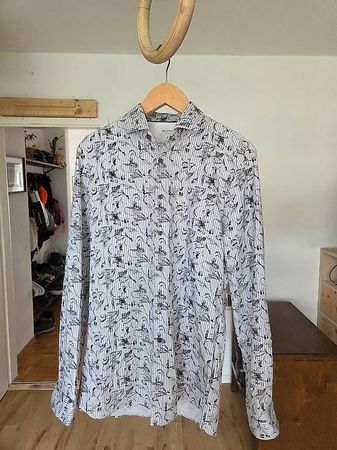 Olymp Level 6 Super Slim Hemd Gr.40 weiss Blumenmuster