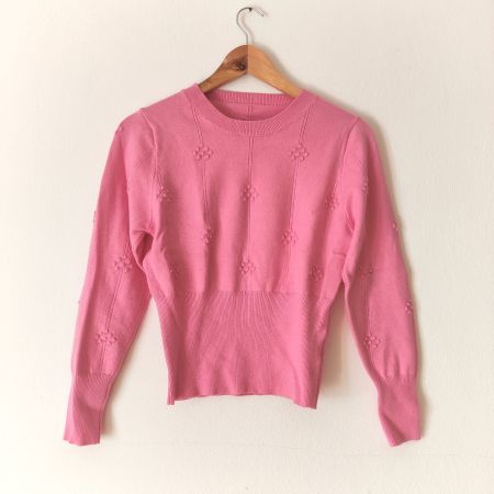 Herziges 3D Strick Shirt Pulli Pullover Rosé Gr.S NEU