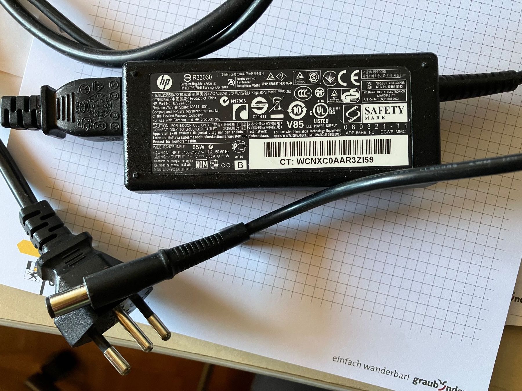 Hewlett Packard Caricabatterie: HP Ladegerät PC 65W – Usato da Cunter venduto da Bicasi58