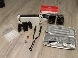 Nintendo Switch OLED Weiss mit Zubehör und 128gb microsd