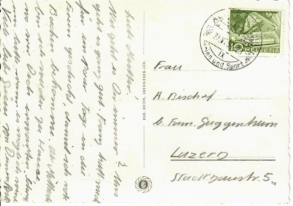 Cartoline postali: Unterwasser 1957 – Usato da Hochdorf venduto da Ziegel-16 1
