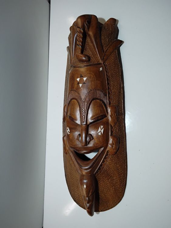 Wogeka Wandmaske – Delfin Tribal Maori – Holz – 50 Cm Hoch – Handarbeit Aus Bali – Unikat