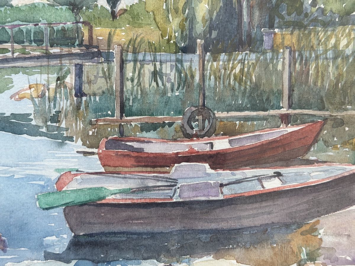 Dipinti: Aquarell am Greifensee, J. Kunz. Gemälde. – Usato da Biberist venduto da Momo33 2