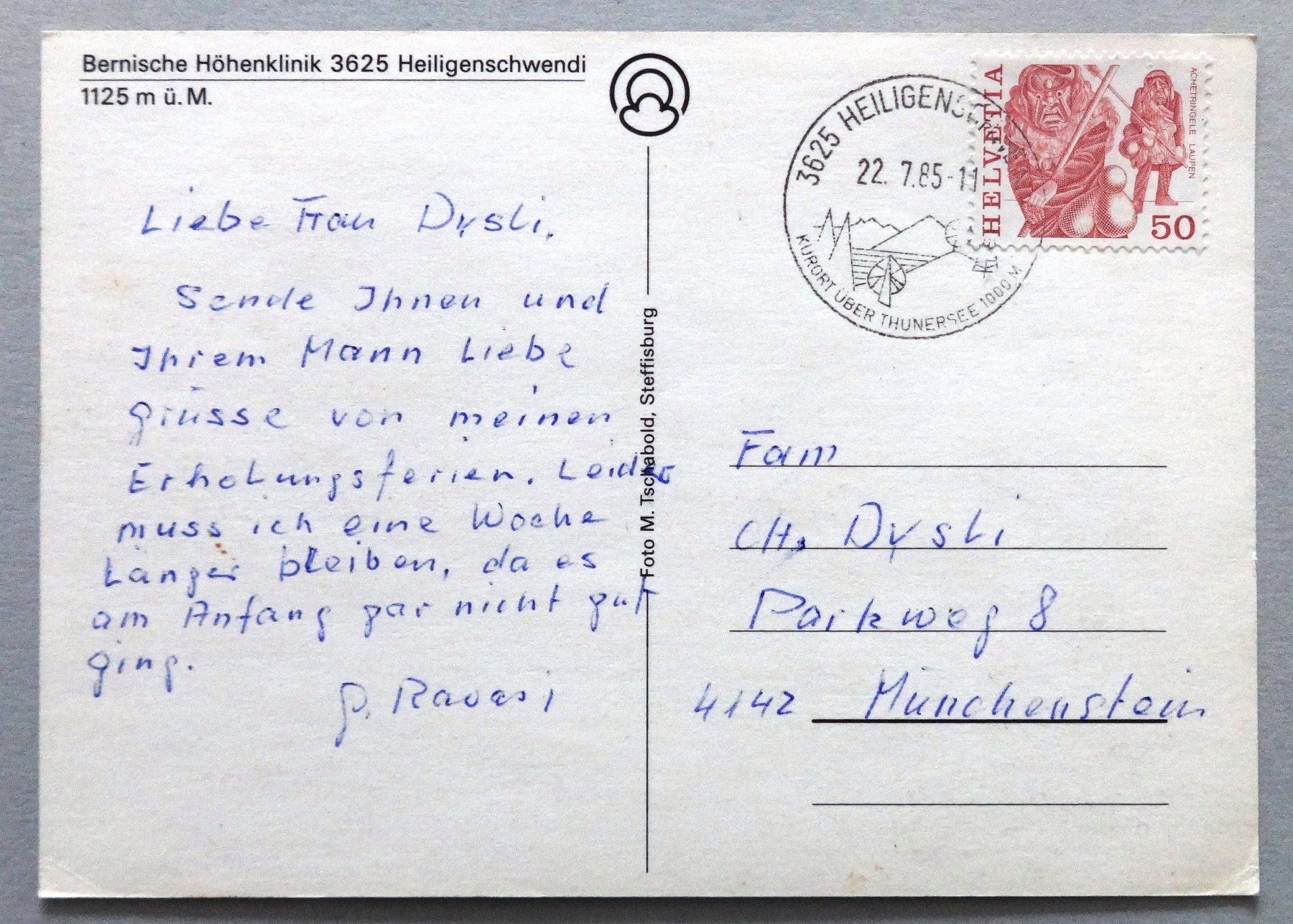 Cartoline postali: Bernische Höhenklinik, Heiligenschwendi – Usato da Fétigny venduto da Billy2miny 1