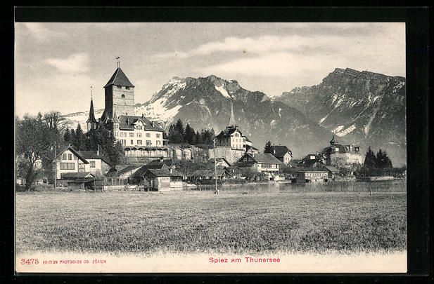 Cartoline postali: AK Spiez am Thunersee, Ortspartie – Usato da Berlin venduto da bartko-reher