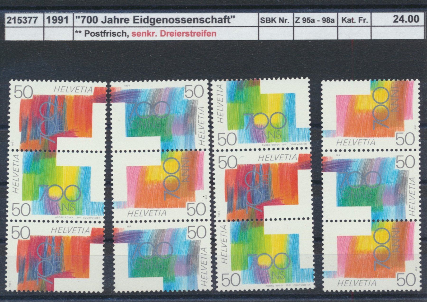 Tous les timbres: 1991 "700 Jahre Eidgenossenschaft", ** postfrisch – Neuf (Voir description) à Winterthur par Zupogeru