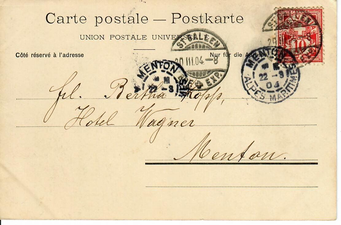 Ansichtskarten: St.Gallen 1904 – Gebraucht aus Hochdorf von Ziegel-16 1