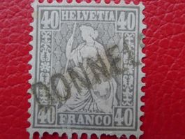 Sitzende HELVETIA: Nr.42 mit Stab-Stempel: DONNELOYE (VD)