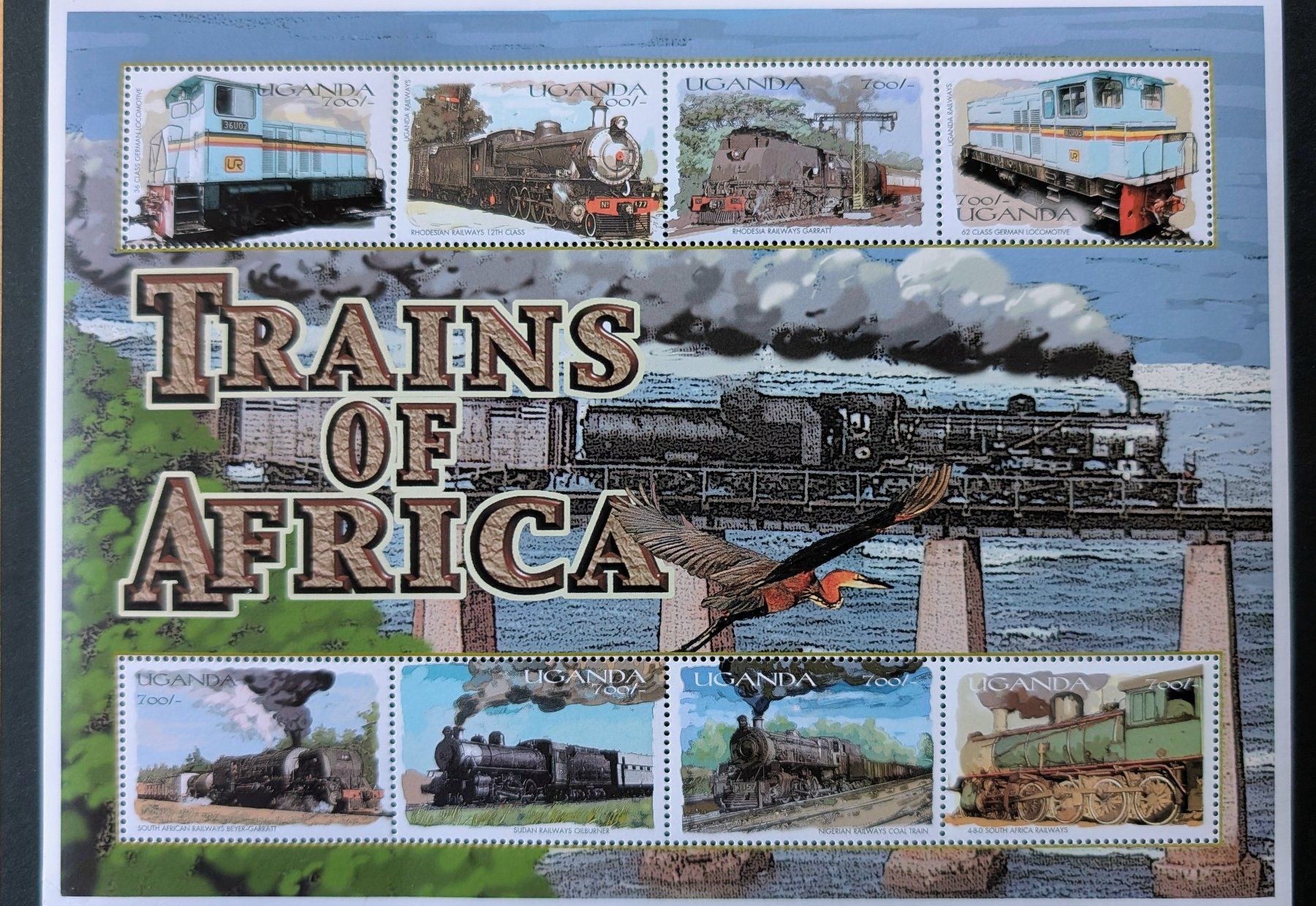 Tutti i francobolli: Uganda-Block Eisenbahnmotive ** – Nuovo e nell'imballaggio originale da Hittnau venduto da stamps_and_coins