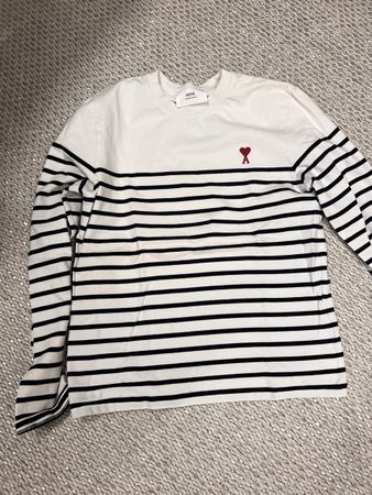 Ami Paris Langarmshirt gestreift weiss schwarz Grösse S