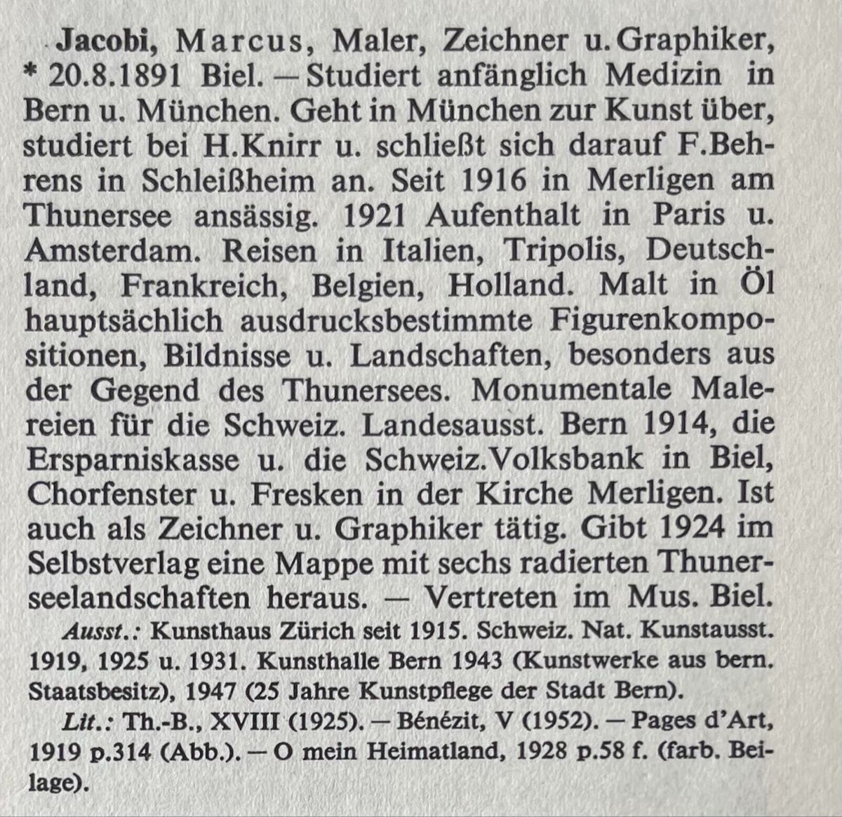 Dipinti: Jacobi Markus (1891-1969) – Usato da Grosshöchstetten venduto da Perle1951 4