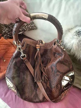Sac python véritable, pampilles bambou
