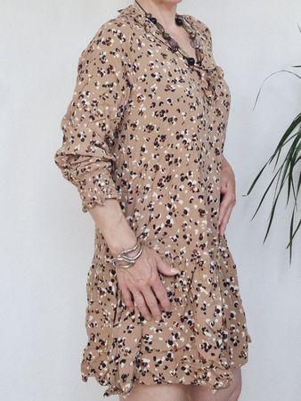 Damen Kleid C&A Yessica Gr. 40 M Beige Schwarz Weiss