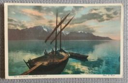 Carte postale / Lac Léman - coucher du soleil 1930