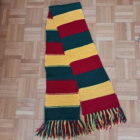 Winterschal Wolle gestrickt, Fransen, bunt