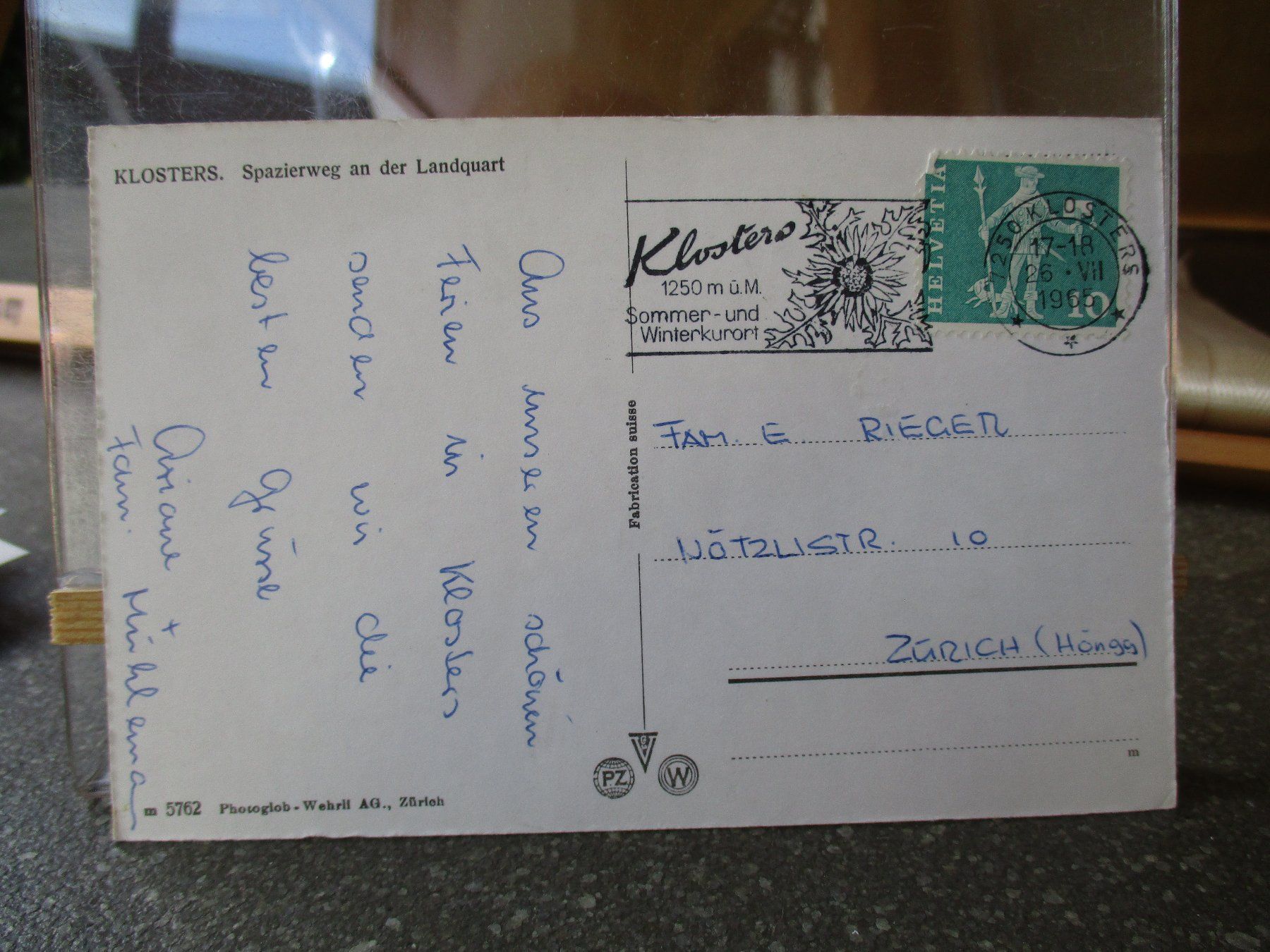 Ansichtskarten: Klosters Landquart Postkarte 1965  2 – Gebraucht aus Felsberg von sanwill 1