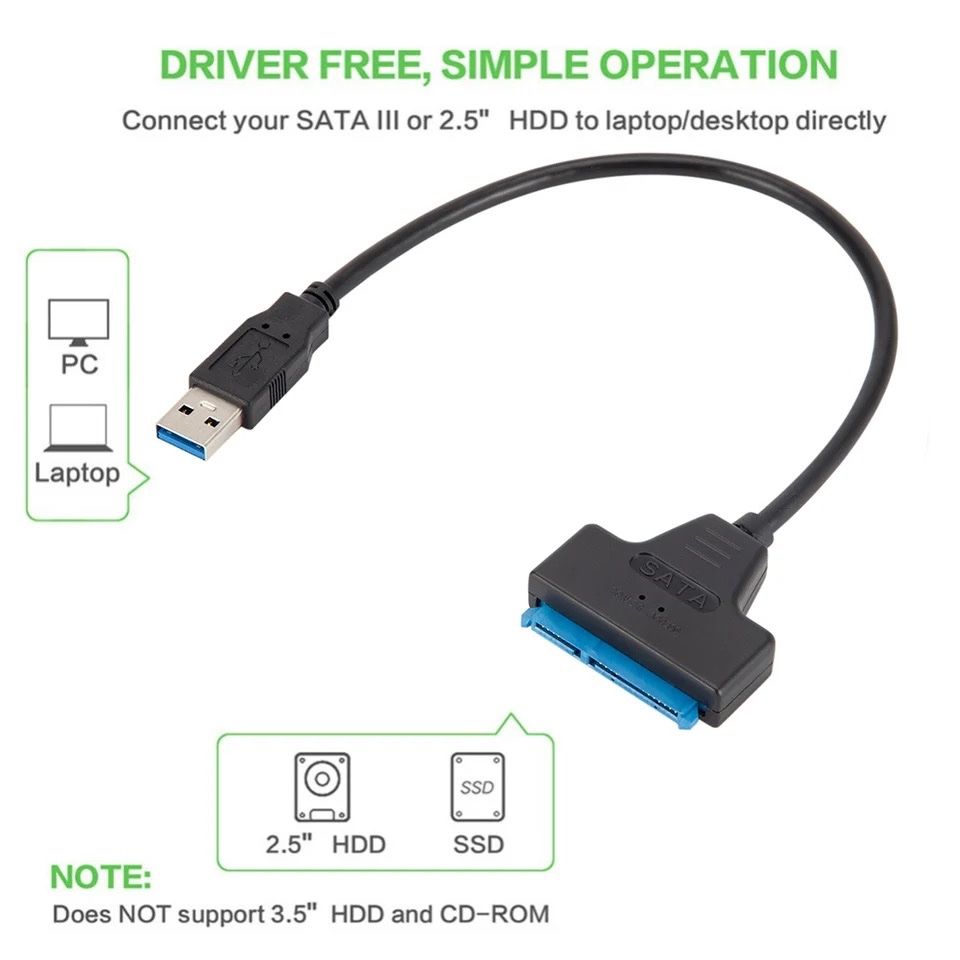 Unità & Adattatore: SATA zu USB 3.0 Kable Adapter 2.5 inch – Nuovo e nell'imballaggio originale da Zürich venduto da swiss.tech 1