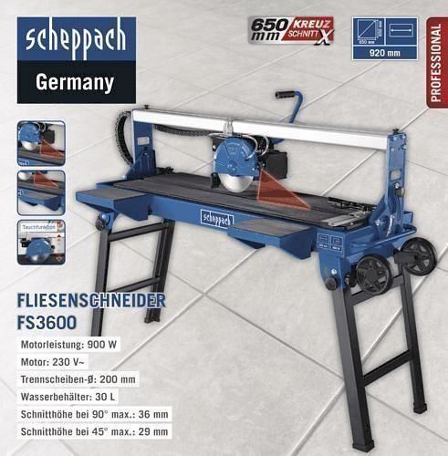Sägen: SCHEPPACH FS3600 Fliesenschneider – Neu und originalverpackt aus Bottighofen von zaap 1