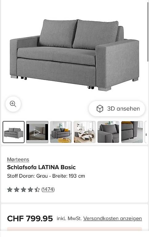 Divani: Schlafsofa in grau von Home24 – Usato da Unterengstringen venduto da eme_p89n 4