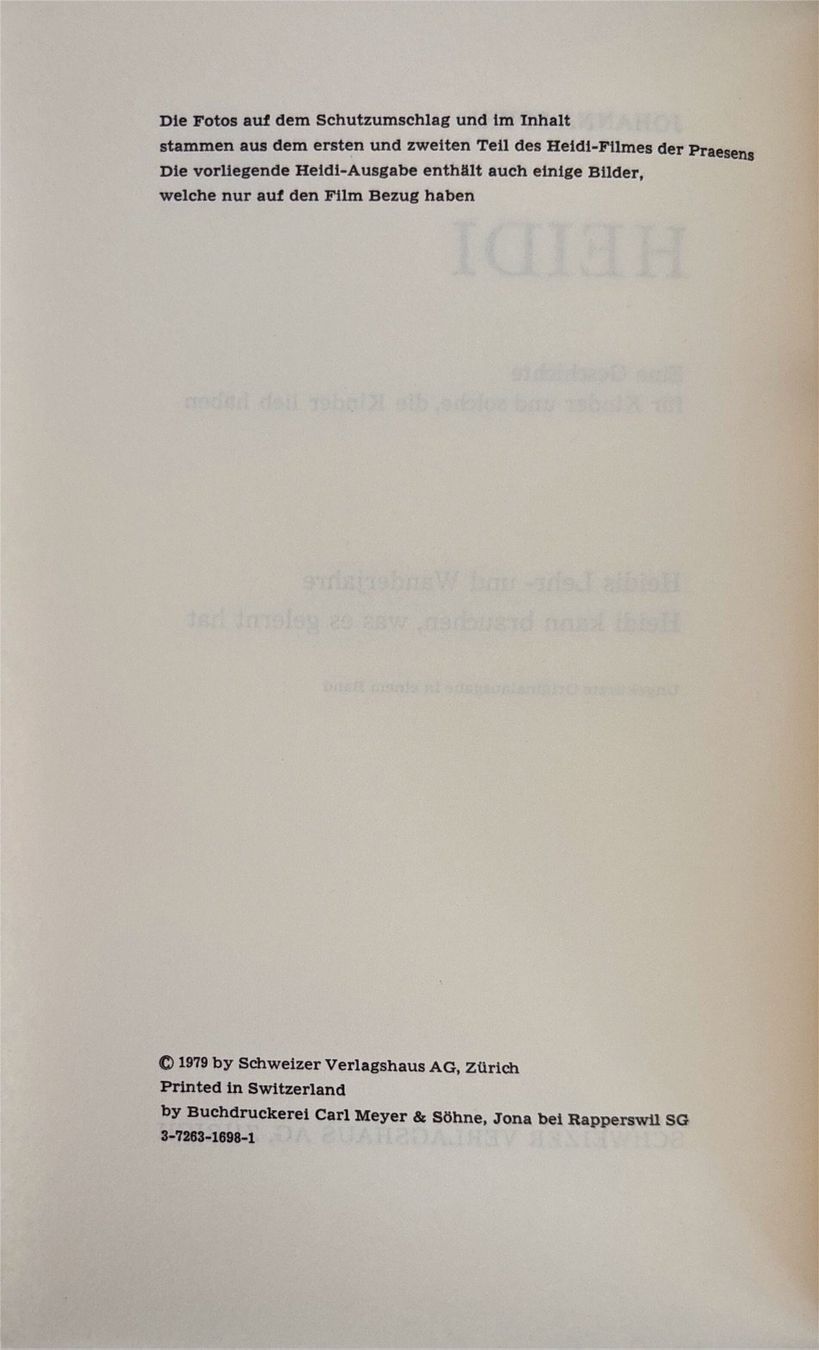 Libri: Spyri Johanna, Heidi - Doppelband – Usato da Sarnen venduto da Livres 2