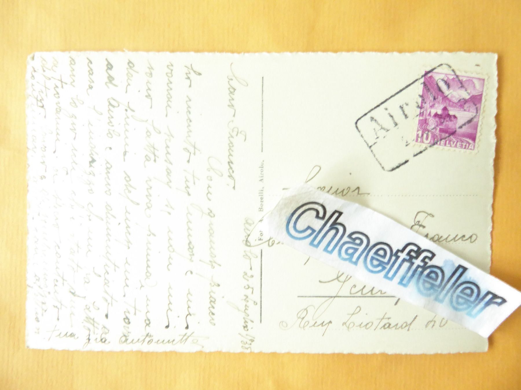 Cartoline postali: 1580 Panorama Airolo – Usato da Zürich venduto da Chaeffeler 1