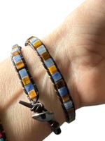 Bracelet en cuir véritable avec des pierres