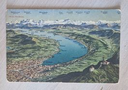 Panoramakarte Zürich, Zürichsee, Alpen