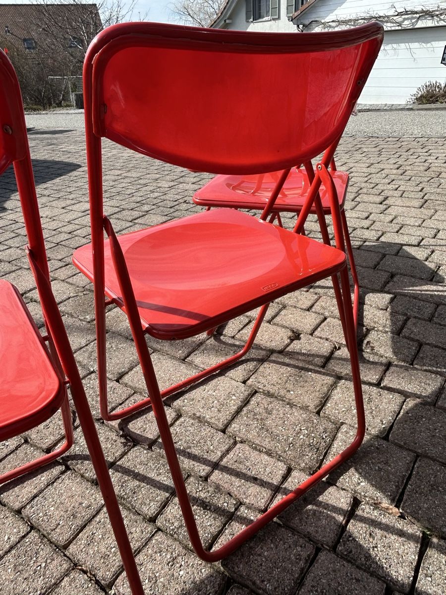 Ikea Sedie: 4x Chaises pliantes rouges IKEA, rétro – Usato da Thierrens venduto da Bigla 7