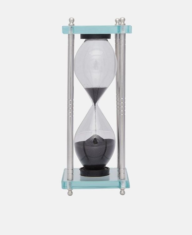 Große Sanduhr 60 Minuten – Holzrahmen, Schwarzer Sand, 25,4 Cm Hoch