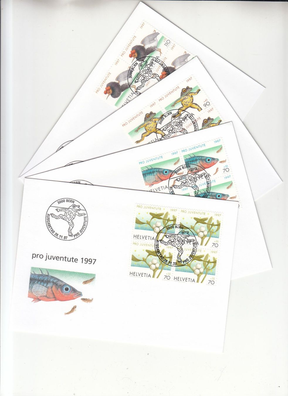 Tutti i francobolli: SBK J344 - J347 im 4er-Block FDC – Usato da Bürglen TG venduto da StampGraf